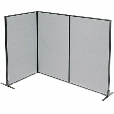 INTERION BY GLOBAL INDUSTRIAL Interion Freestanding 3-Panel Corner Room Divider, 36-1/4inW x 60inH Panels, Gray 695050GY